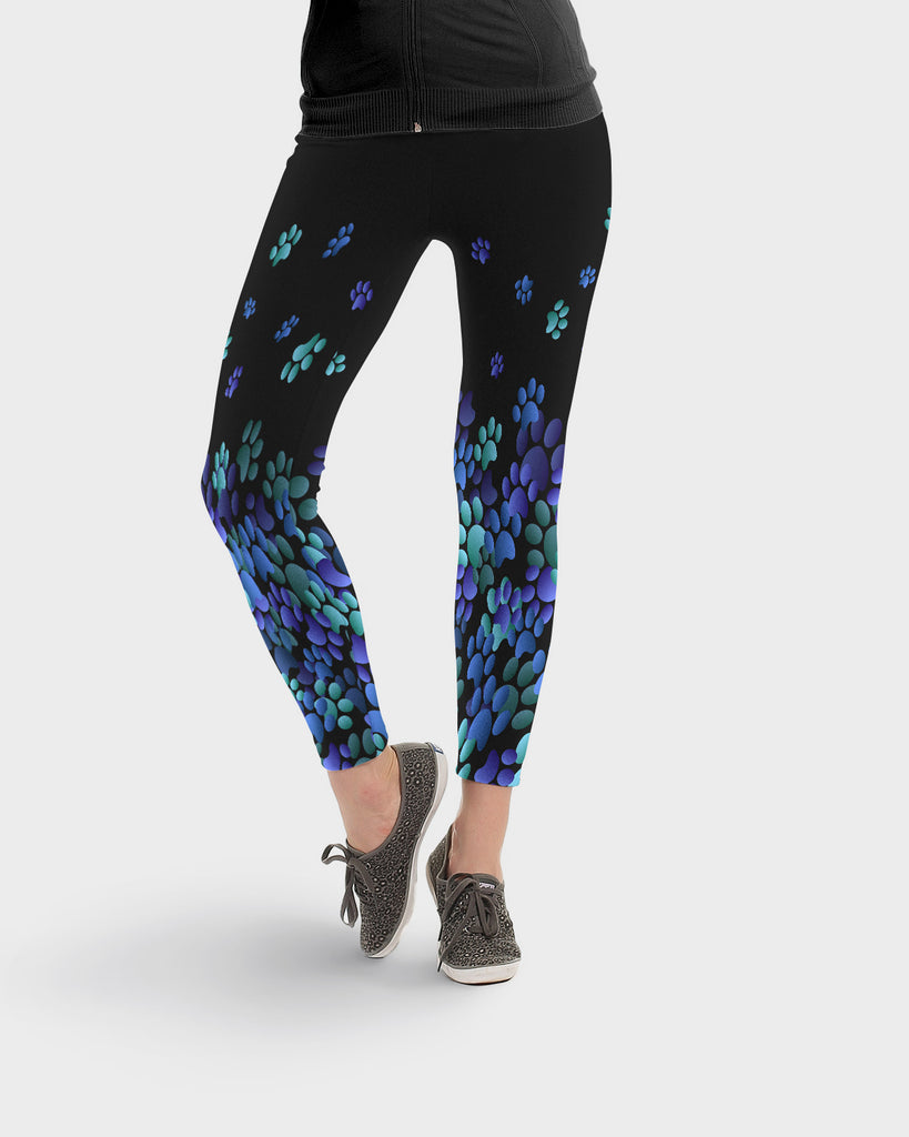 Blue Paw Print Leggings Brave New Look